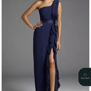 ISO- White by Vera Wang Ruffled One-Shoulder Dress